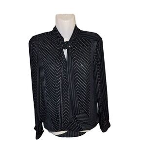 MICHAEL Michael Kors Sheer Striped Print Blouse Small